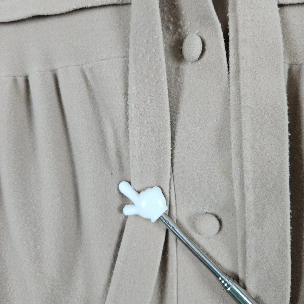 Rutledge Vintage Beige Button Front Lounge Robe Long Sleeve Pleated Size M FLAWS